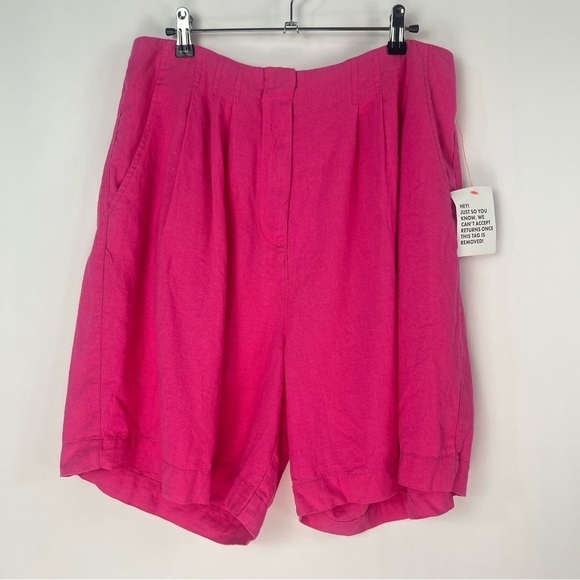 2/$30 Topshop Linen Bermuda Shorts Pink sz 10 NWT - Picture 3 of 6